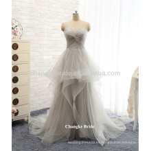 Venta caliente gris más los vestidos de moda del baile de fin de curso de Tulle de la longitud del piso del vestido